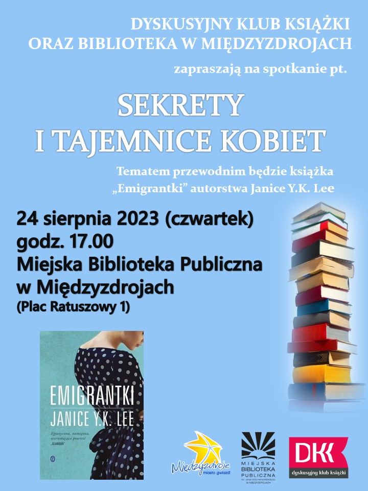„Sekrety i tajemnice kobiet”- Dyskusyjny Klub Książki w Międzyzdrojach 24 sierpnia 2023 r. - zapowiedź
