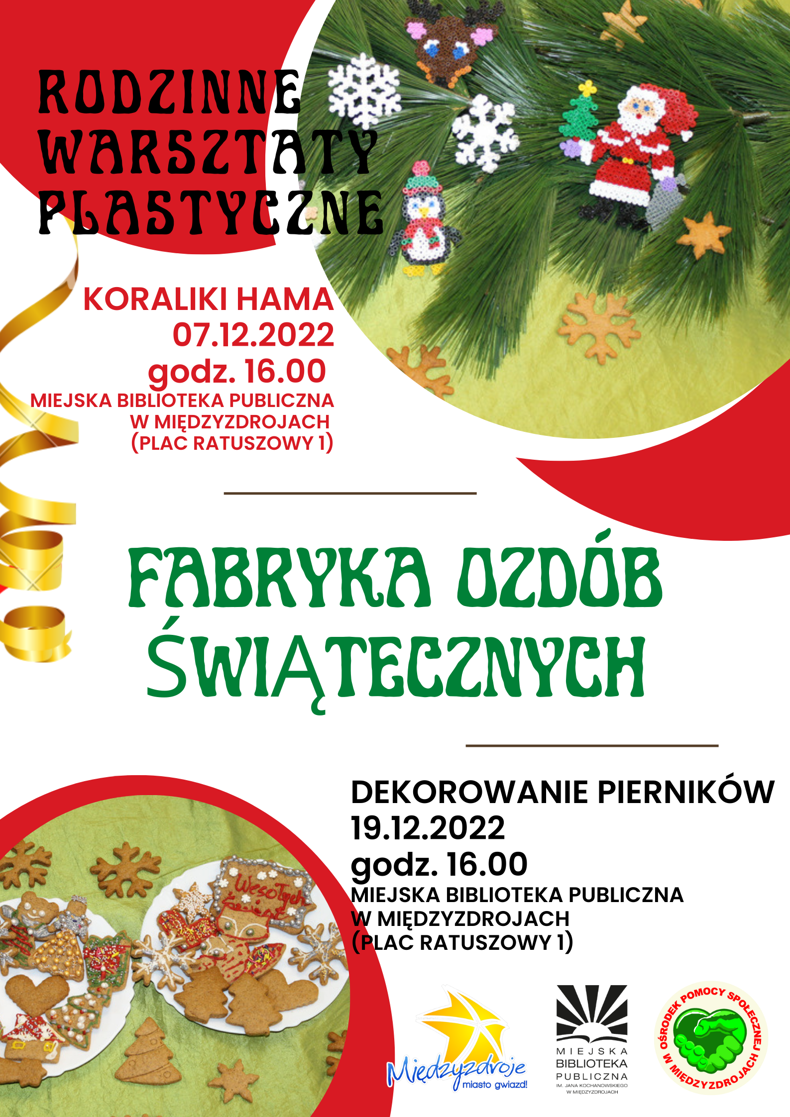 Rodzinne warsztaty plastyczne „Fabryka ozdób świątecznych” 7 grudnia 2022 r. oraz 19 grudnia 2022 r.