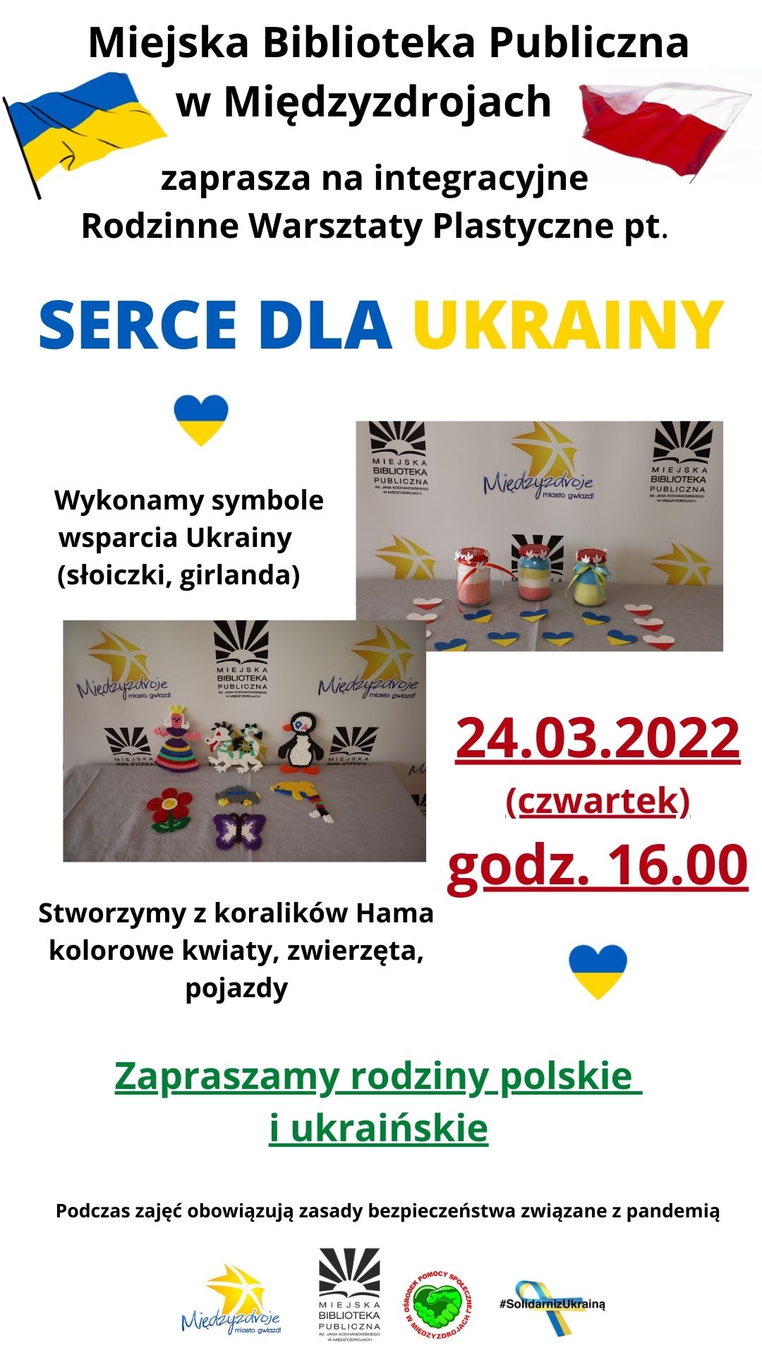 „Serce dla Ukrainy”  Rodzinne Warsztaty Plastyczne w międzyzdrojskiej bibliotece 
