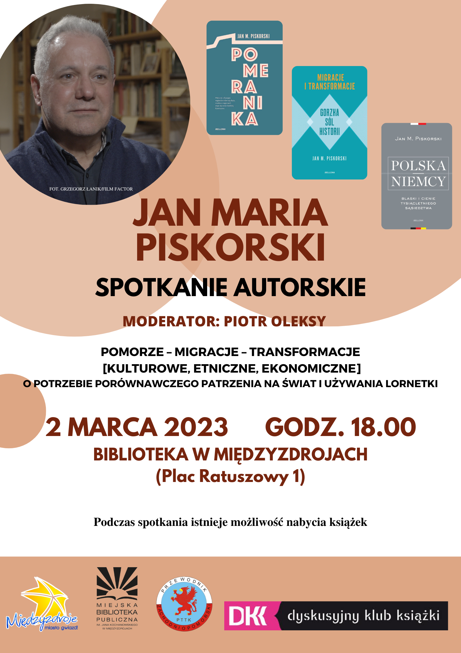 Spotkanie autorskie z Janem M. Piskorskim w międzyzdrojskiej bibliotece 2 marca 2023  –  zapowiedź