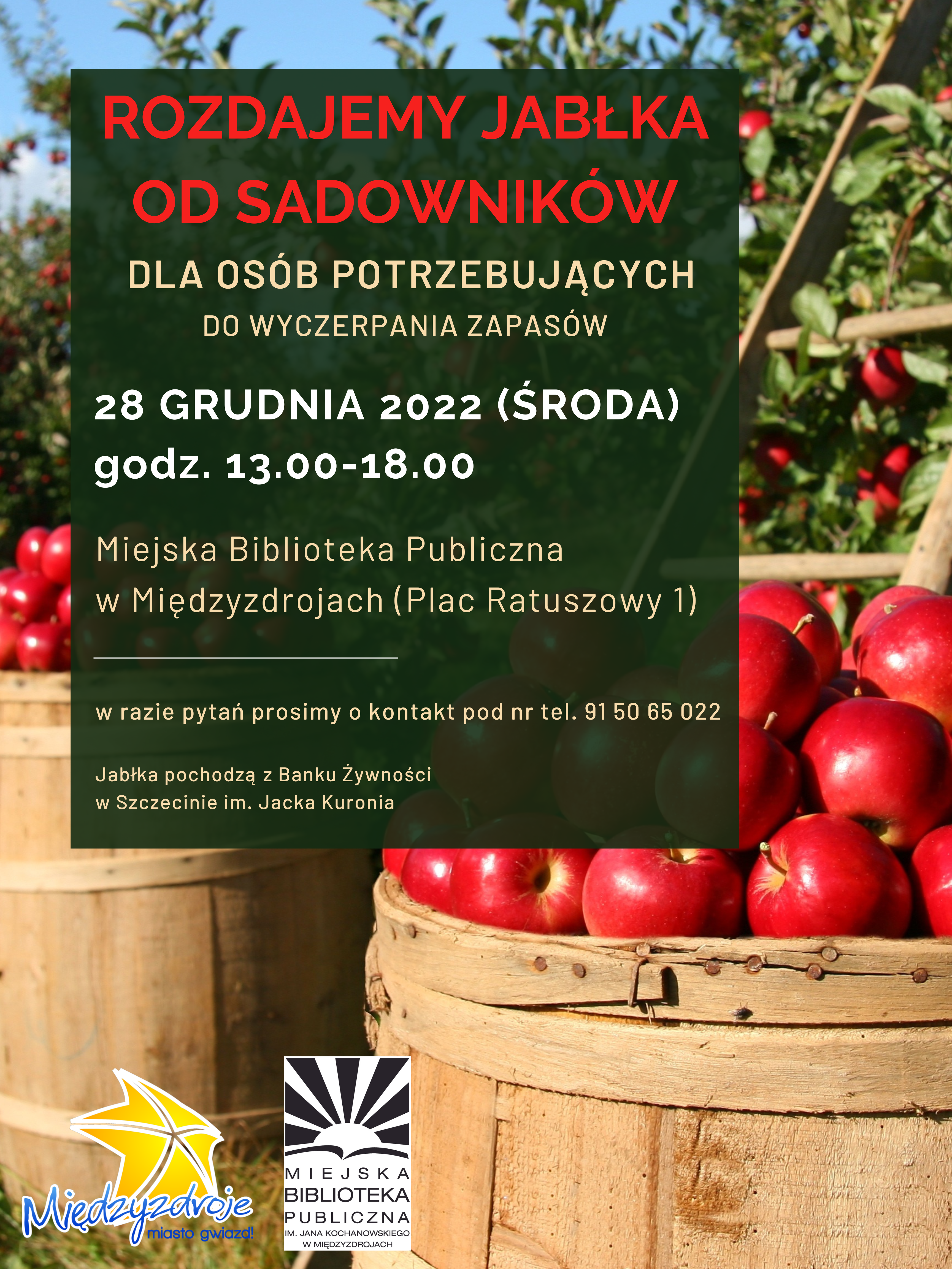 Rozdajemy jabłka od sadowników dla osób potrzebujących! 28 grudnia 2022 r. - zapowiedź
